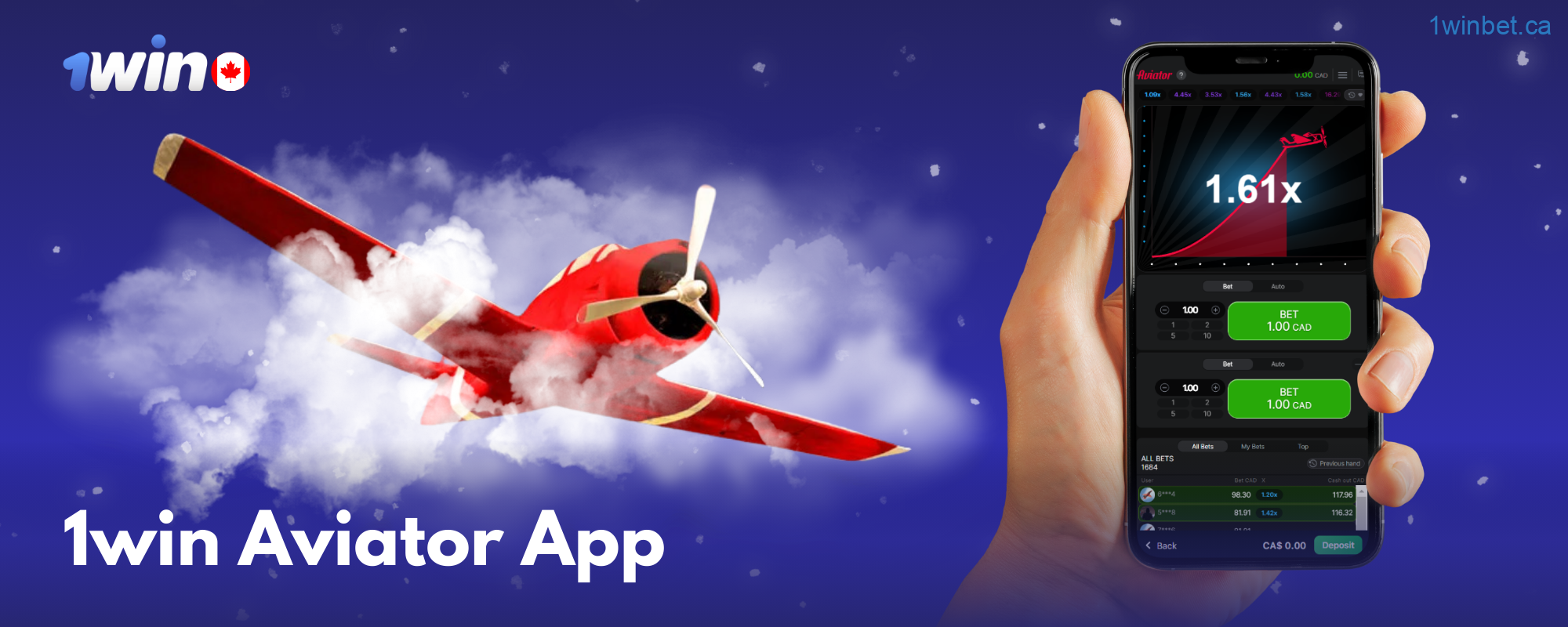 Download the 1win Aviator Canada app on iOS/Android for a seamless experience on your mobile devices