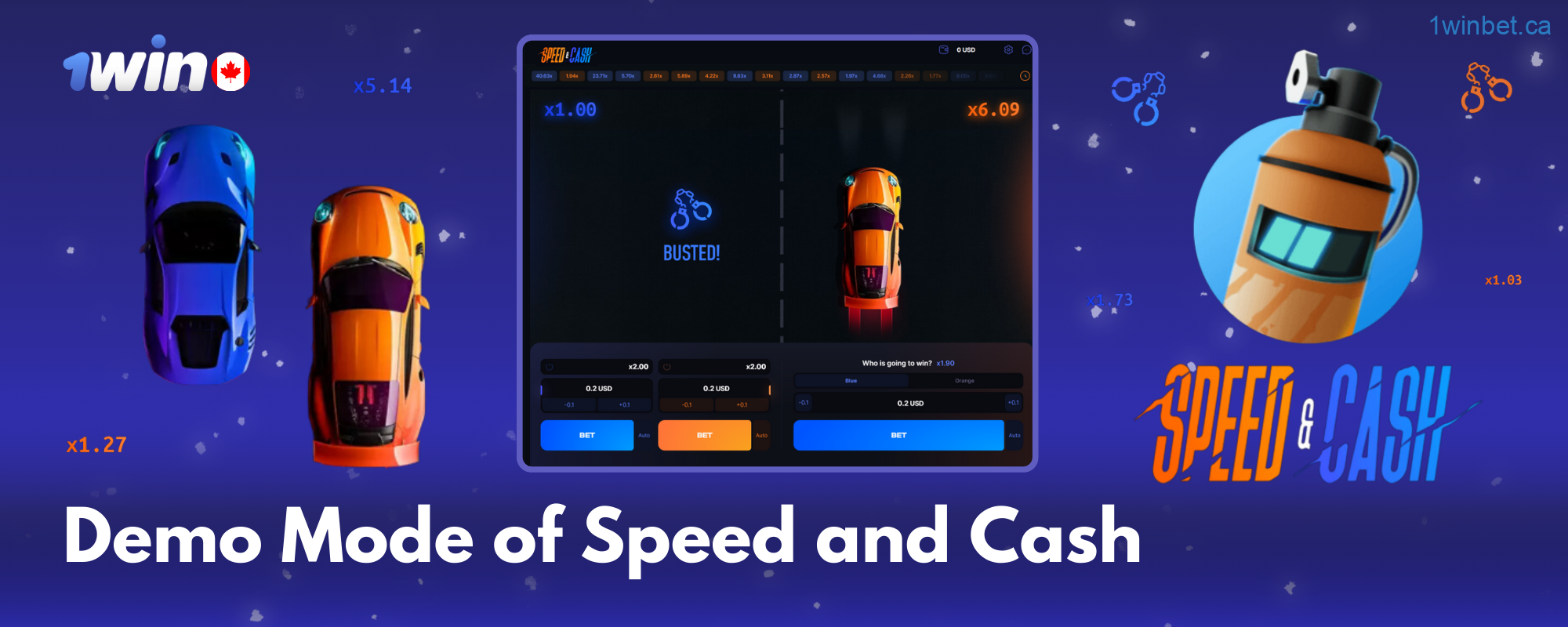 Try Speed and Cash in demo mode at 1win Canada to practice without risking real money