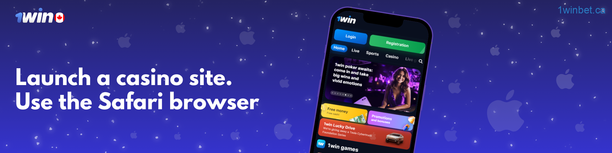 To install the iOS application, users from Canada need to open Safari to launch the 1win casino website