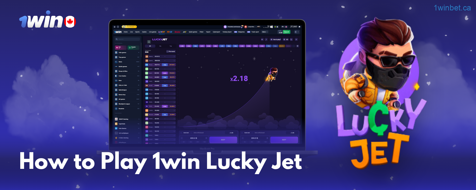 Play 1win Lucky Jet in Canada: adjust bets, watch for Lucky Joe, and cash out to win