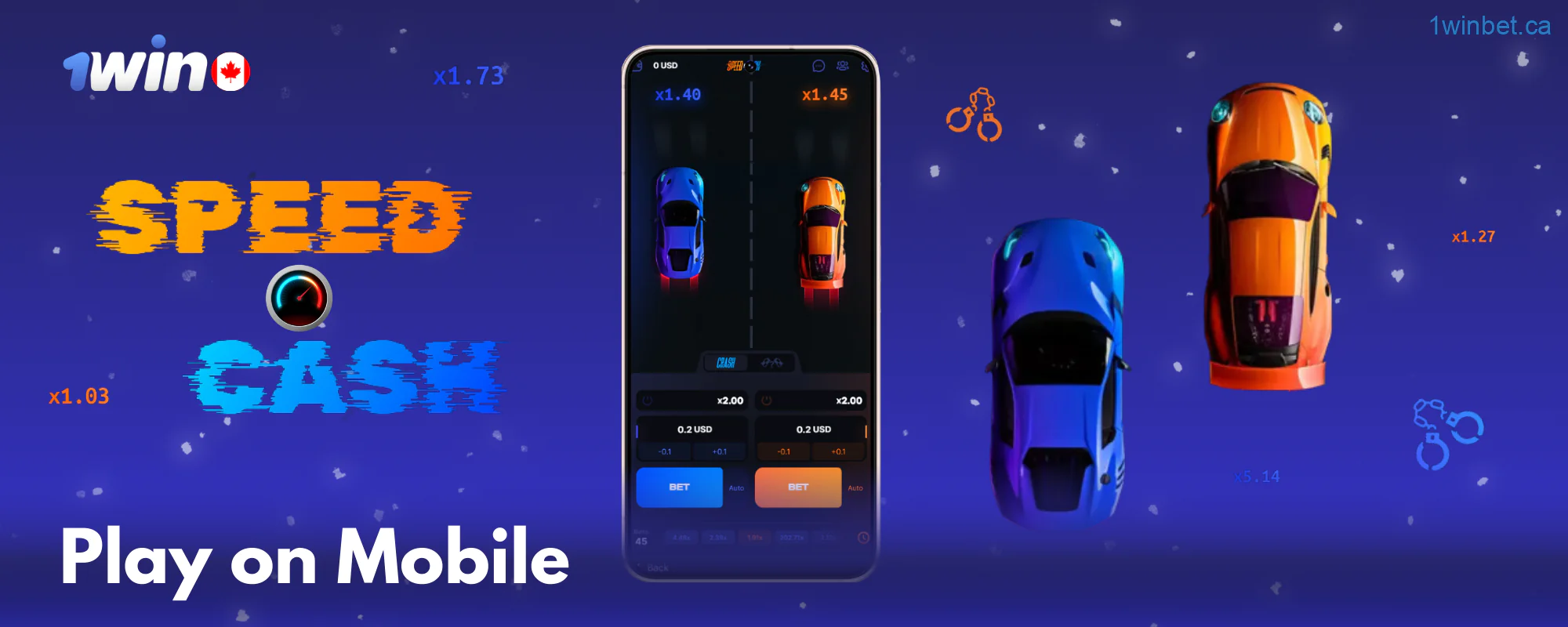 Bet on Speed and Cash from anywhere in Canada using 1win's optimized mobile app or website